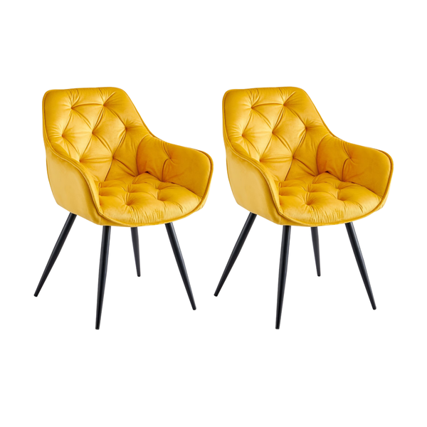 Set Of 2 Velvet Dining Chair with Padded Armrest Y-2197