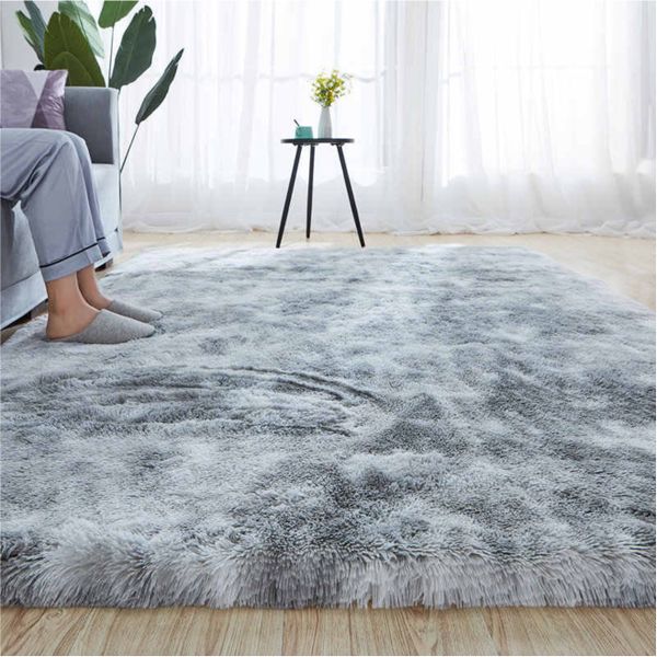 Soft Grey Fluffy Rug