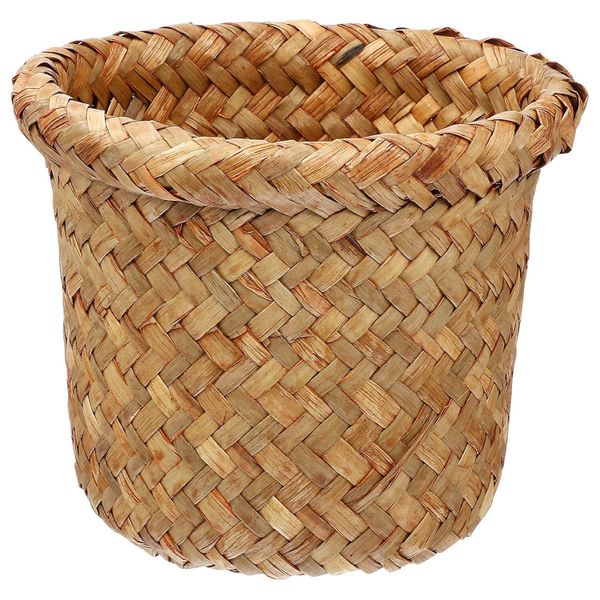 Sea Grass Woven Trash Basket Open Design For Bathroom Bedroom Home Storage