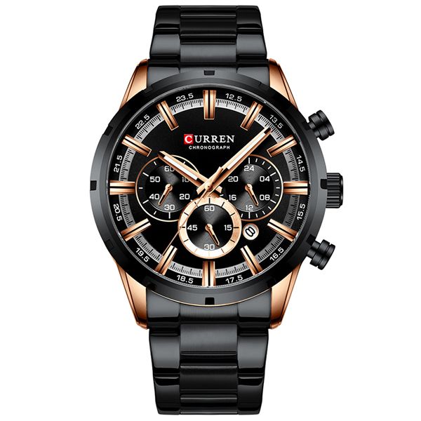 Curren Fashion Top Brand Luxury Sports Chronograph Watch 8355 (Black)