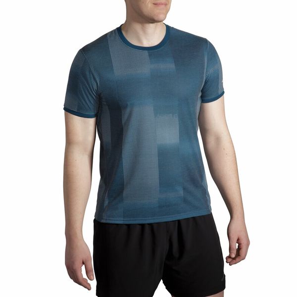 Brooks Mens Distance Graphic Short Sleeve Blue image