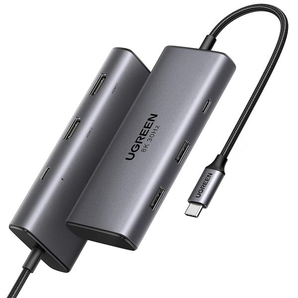 UGreen 15852 USBC 6IN1 Dock W/2HDMI+2USB3.0+PD100W-GY