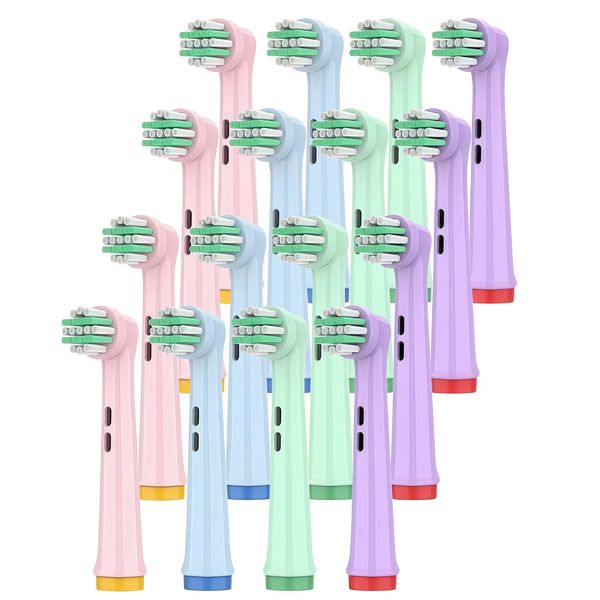 CoralSky Oral-B Compatible Colourful Toothbrush Heads for Kids - 16 Pack