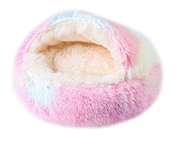 Cat bed with cover Comfortable small bed round plush fluffy non-slip - 40cm