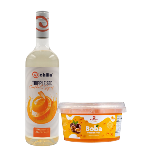 Combo Pack-Chilla Triple Sec Cocktail Syrup 1L+500g Passion Fruit Boba Tea