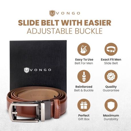Sure Fit Belt  Easy-Slide Adjustable Leather Belt