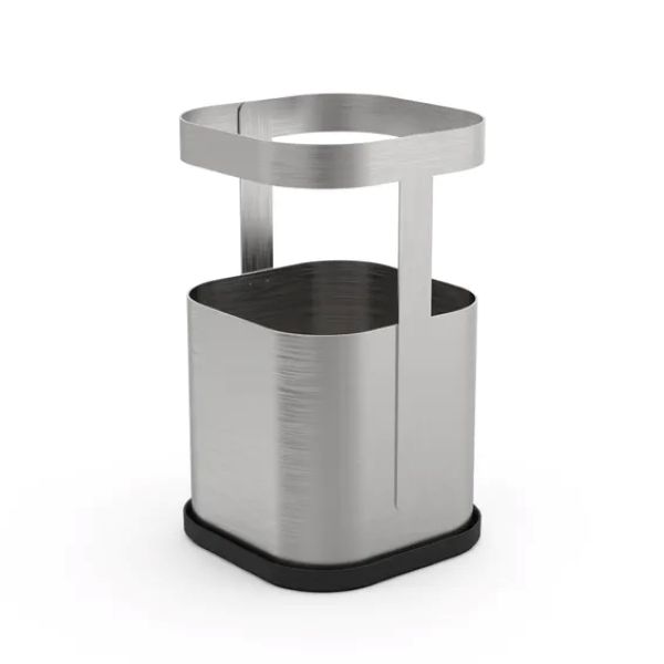 Cutlery and Utensil Holder with Drainer - Stainless Steel