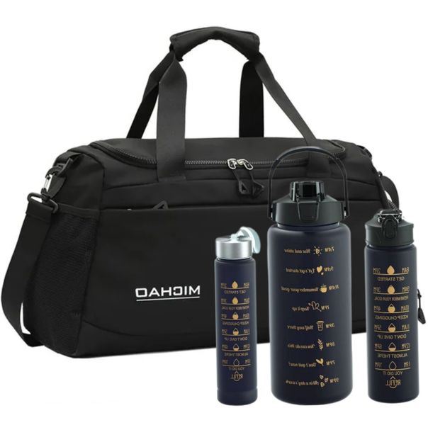 Fashionable Sports Gym Travel Duffel Bag &amp; 3Piece Water Bottle