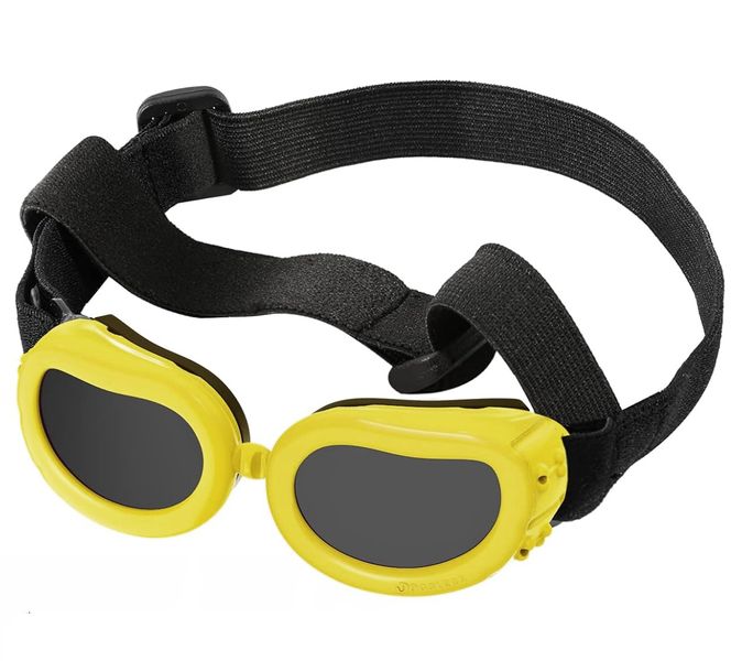 Dog Sunglasses, Small Breed Dogs Goggleswith Adjustable Strap - Yellow
