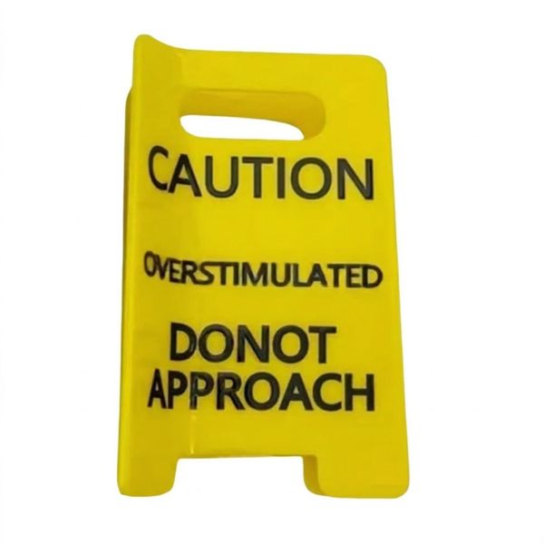 Overstimulated" Caution Sign Hair Claw Clip - Funny 2026 Gag Gift