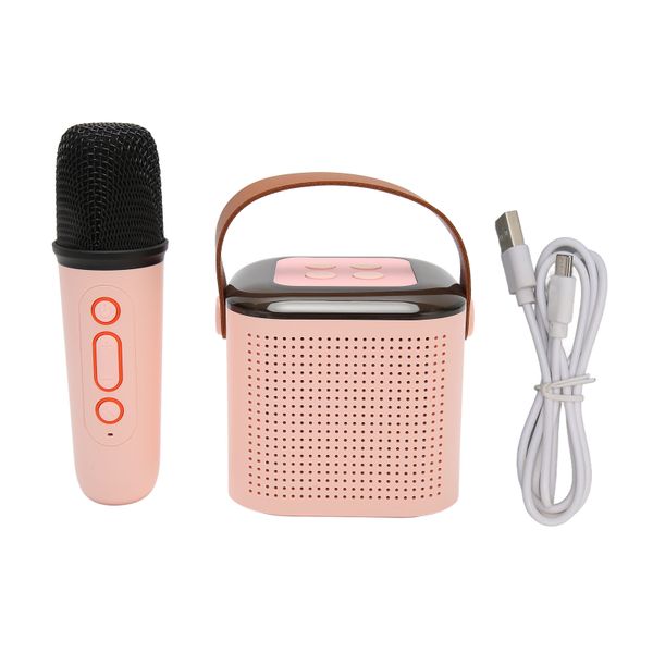 Karaoke Machine Stereo RGB Light Bluetooth Speaker with 1 Microphone Pink