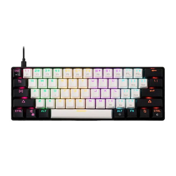 Gamdias AURA GK2 60% Multicolor Gaming Keyboard - White &amp; Black