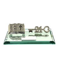 21st Key Silver Holy Bible Diamante Style on Mirror Base & Metal Key