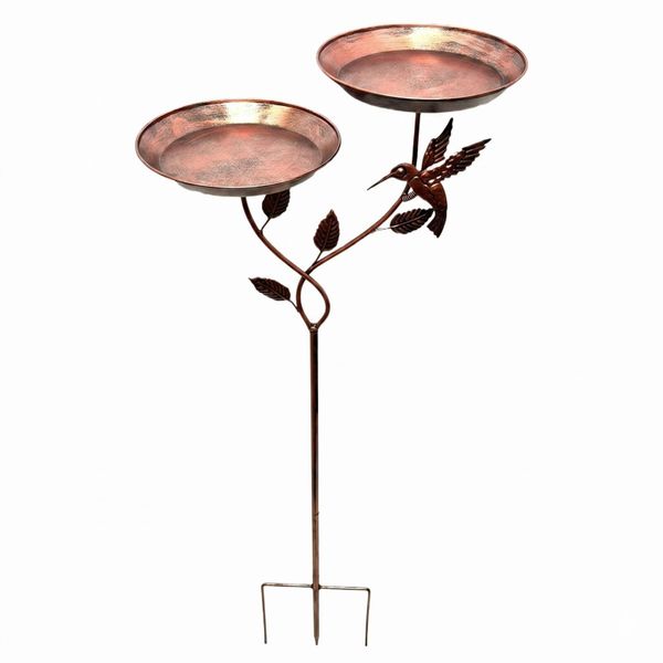 2-in-1 Rustproof Metal Bird Bath &amp; Garden Feeder Station