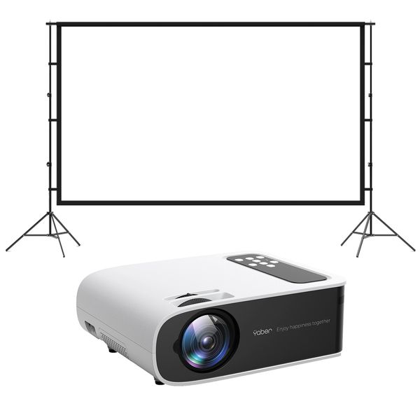 YABER BT 5.0 Pro V8 1080P Native Projector with Wifi 6 with 120" Screen