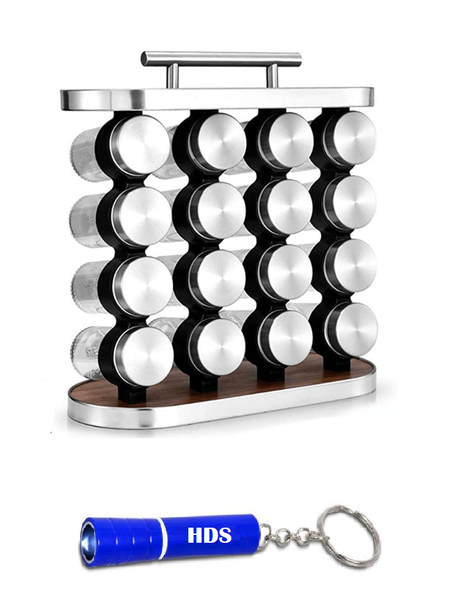 16 Bottle/ Jar Kitchen Spice Rack With Carry Handle with HDS Torch