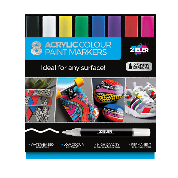Zieler Acrylic Paint Markers 8pc Bright