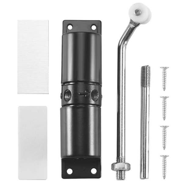 Household Black Belt Wheel Adjustable Zinc Alloy Spring Door Closer