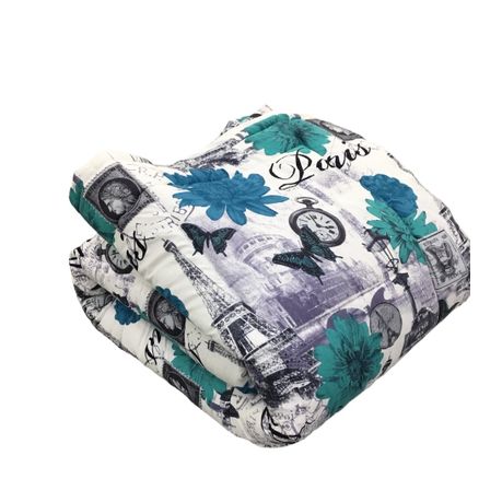Acesa Quality Reversible Comforter set 5 Piece - Blue/Charcoal