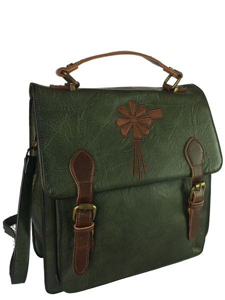 Vivace- Top Handle Handbag Hard &amp; High Quality PU Leather- Green