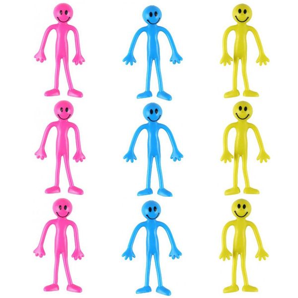 Bendy Smiley Men x 9 (Blue, Pink and Yellow)