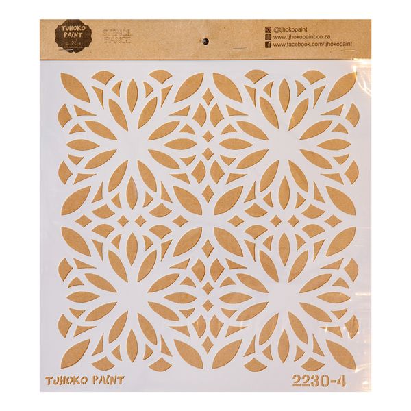 Tjhoko Paint Stencil - 30x30cm - Geometrical Leaves Pattern