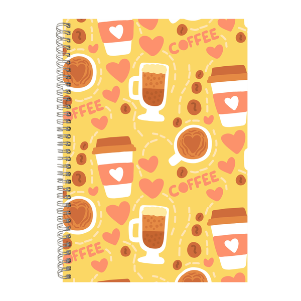 Coffee Love Pattern A4 Notebook Pad with Lines Trendy Graphic Present 023