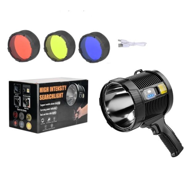 Rechargeable Spotlight Flashlight, Super Bright - USB and Solar Charging