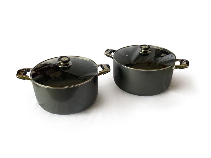 Grey Klassic Non-Stick 32cm &amp; 34cm Casserole Pots Set