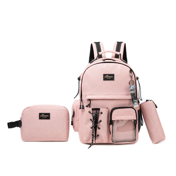 Jasminestar 3 Piece Drawstring School Backpack with Pencil Case &amp; Carry Bag