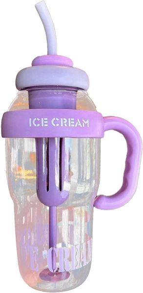 Blue Straw Water Bottle