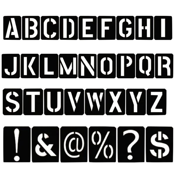 Craft DIY 32pc Large Calligraphy Letter Alphabet &amp; Symbol Stencils (10cm)