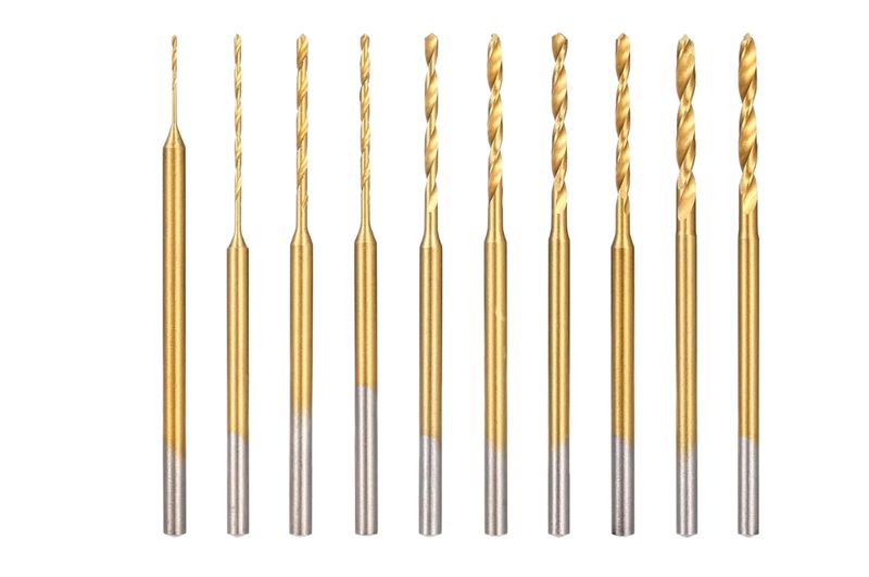 50 Pieces Jewelry Titanium-Coated Twist Mini Micro Drill Bits Set