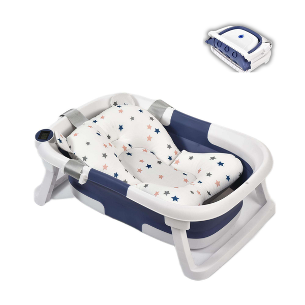 Portable Non-Slip Baby &amp; Infant Bath Tub With Cushion &amp; Temperature Sensor