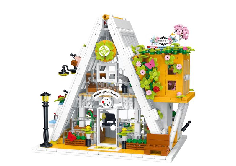 XMork Model Glass Greenhouse Building Blocks (1413 Pieces) - 20cm Long