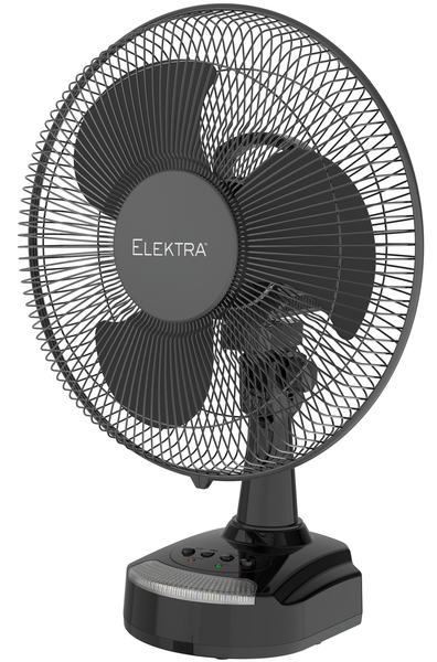 Elektra 30 cm Rechargeable Stand Fan with Remote - 3-Speed, Eco-Friendly