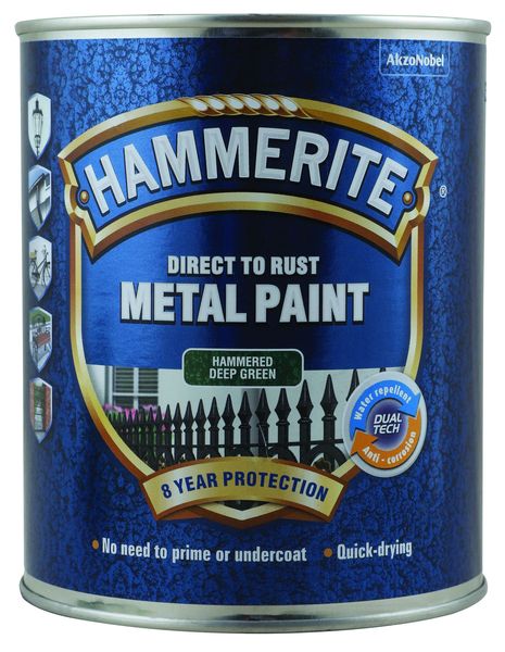 Hammerite Direct To Rust - Hammered Deep Green 1lt