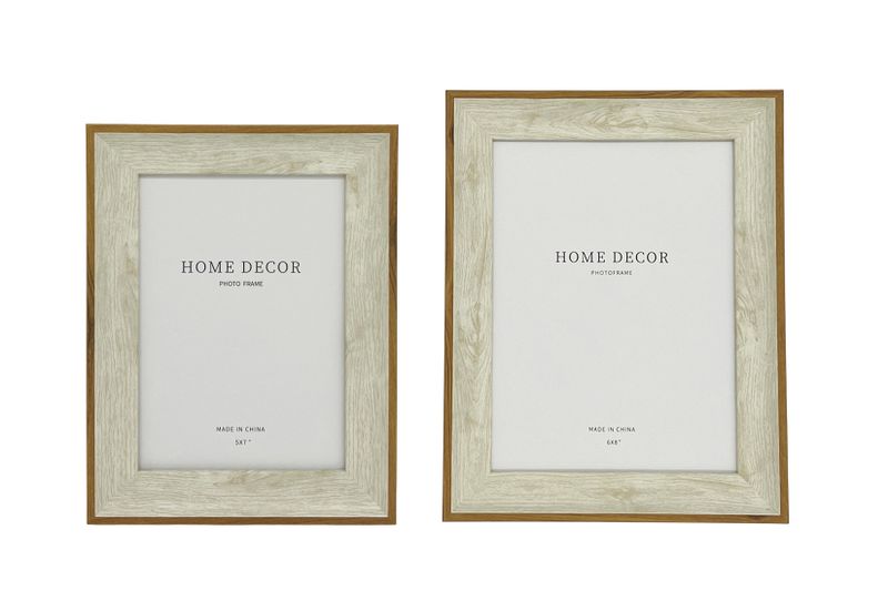 Elegant Mixed-Size Wood Grain Photo Frame 2 Pack (5"x7" + 6"x8")