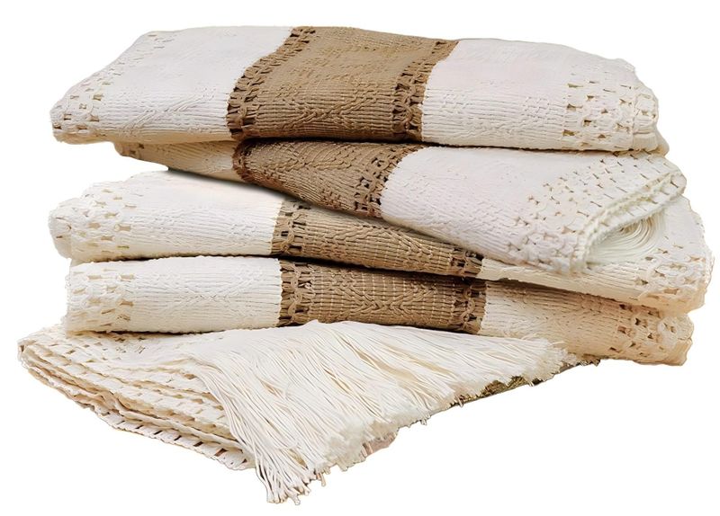 Table Runners with Tassels, 72 inch Cream &amp; Brown for Home Decor DarkBrown