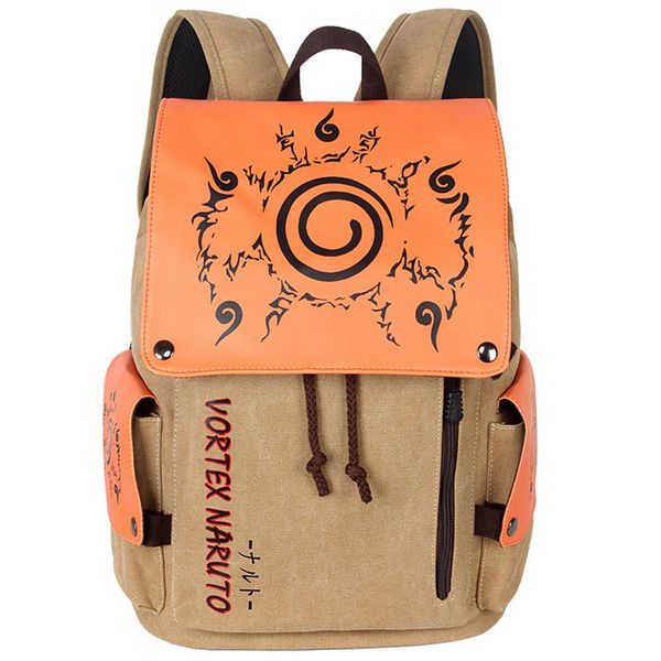 Anime Canvas And High Quality And Leather Large Backpack 20l - Naruto
