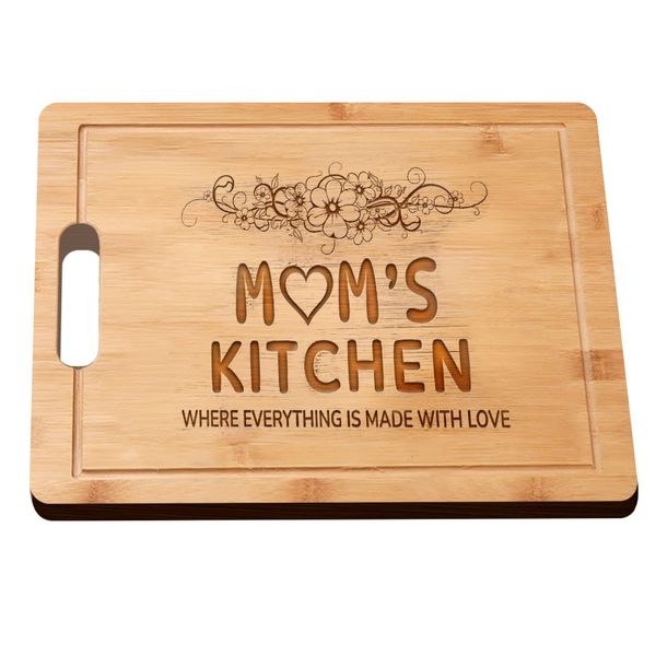 Engraved Bamboo Charcuterie Cutting Board with Juice Groove Gifts for Mom
