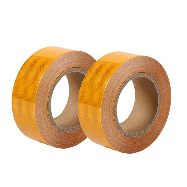 2 Pack 5cm x 10m Reflective Tape For Safety Marking Adhesive Strips -Yellow