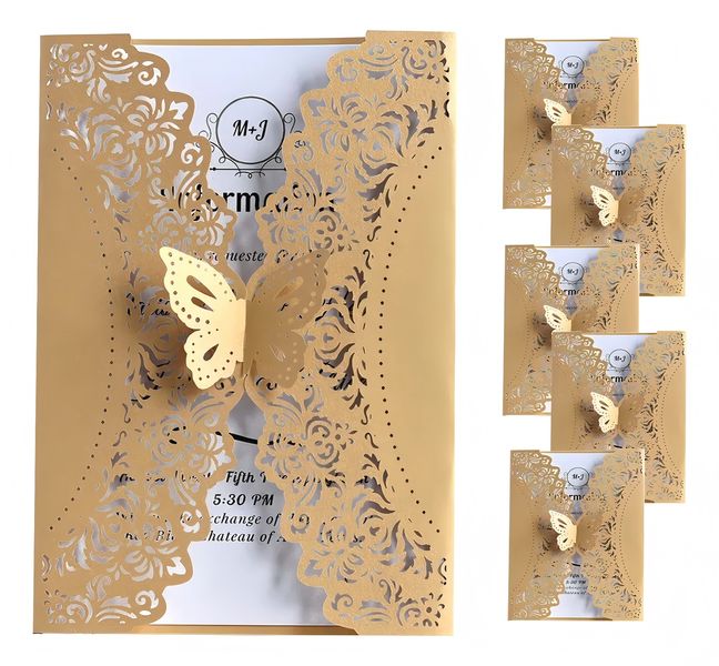 20 Event Invitations, Greeting Cards, Blank and Gold Pages