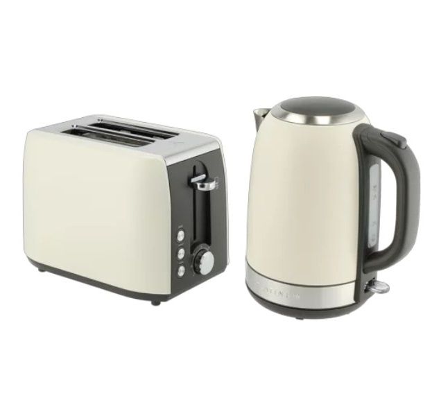 Platinum Cream Breakfast 1.7L Kettle 2000W &amp; Toaster 900W Set Combo