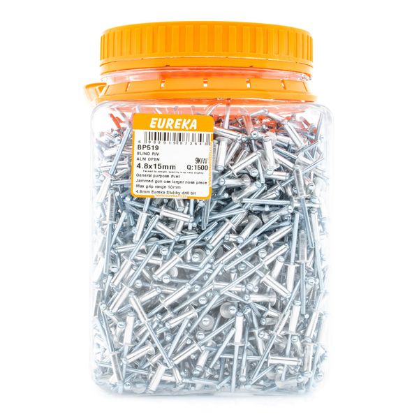 EUREKA Blind Rivet Aluminium Open 4.8 x 15mm Q:1500 BP519