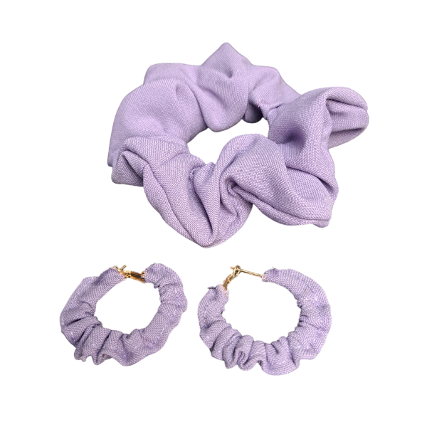 Scrunchie and Earring Cotton Blend Combo Pack - Lilac