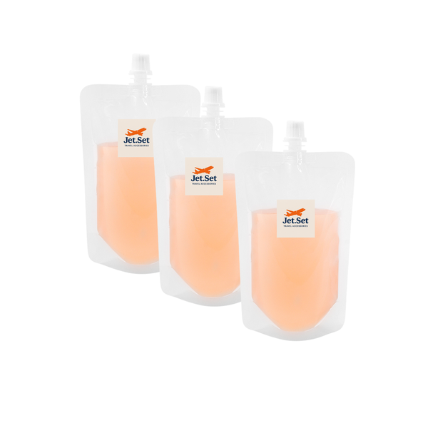 Jet Set Travel Leak Proof Easy Fll Pouch Bags 3x100ml