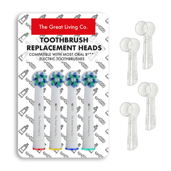 Toothbrush Heads for Oral-B CrossAction &amp; Toothbrush Covers - 4 Pack