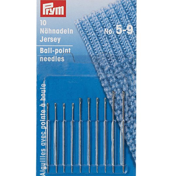 Prym Hand Sewing Needles, Jersey / Ball Point, Sizes No. 5-9