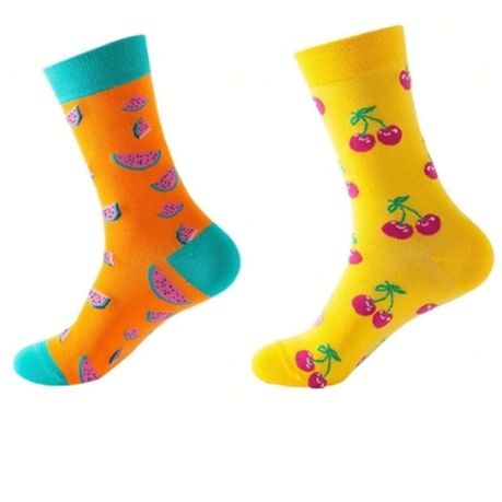 2 Pairs of Fashion Socks - Watermelon & Cherry | Trendy, Stylish & Fun Image